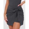 imageCaracilia Women Summer Short Sleeve Square Neck Bodycon Tie Cinched Waist Romper Mini Dress Athletic Night Out Vacation DressDeep Grey