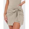 imageCaracilia Women Summer Short Sleeve Square Neck Bodycon Tie Cinched Waist Romper Mini Dress Athletic Night Out Vacation DressKhaki  Parchment