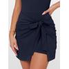 imageCaracilia Women Summer Short Sleeve Square Neck Bodycon Tie Cinched Waist Romper Mini Dress Athletic Night Out Vacation DressNavy Blue