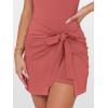 imageCaracilia Women Summer Short Sleeve Square Neck Bodycon Tie Cinched Waist Romper Mini Dress Athletic Night Out Vacation DressRust Red