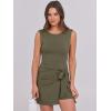 imageCaracilia Women Summer Sleeveless Bodycon Tie Cinched Waist Romper Skort Mini Dress Built in Shorts Night Out Vacation DressArmy Green