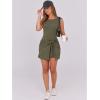 imageCaracilia Women Summer Sleeveless Bodycon Tie Cinched Waist Romper Skort Mini Dress Built in Shorts Night Out Vacation DressArmy Green