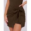 imageCaracilia Women Summer Sleeveless Bodycon Tie Cinched Waist Romper Skort Mini Dress Built in Shorts Night Out Vacation DressCoffee
