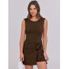 imageCaracilia Women Summer Sleeveless Bodycon Tie Cinched Waist Romper Skort Mini Dress Built in Shorts Night Out Vacation DressCoffee