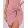 imageCaracilia Women Summer Sleeveless Bodycon Tie Cinched Waist Romper Skort Mini Dress Built in Shorts Night Out Vacation DressCoral