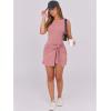 imageCaracilia Women Summer Sleeveless Bodycon Tie Cinched Waist Romper Skort Mini Dress Built in Shorts Night Out Vacation DressCoral