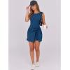 imageCaracilia Women Summer Sleeveless Bodycon Tie Cinched Waist Romper Skort Mini Dress Built in Shorts Night Out Vacation DressDark Blue