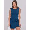 imageCaracilia Women Summer Sleeveless Bodycon Tie Cinched Waist Romper Skort Mini Dress Built in Shorts Night Out Vacation DressDark Blue