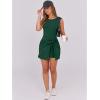 imageCaracilia Women Summer Sleeveless Bodycon Tie Cinched Waist Romper Skort Mini Dress Built in Shorts Night Out Vacation DressDark Green