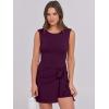 imageCaracilia Women Summer Sleeveless Bodycon Tie Cinched Waist Romper Skort Mini Dress Built in Shorts Night Out Vacation DressDark Purple  Purple Red