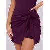 imageCaracilia Women Summer Sleeveless Bodycon Tie Cinched Waist Romper Skort Mini Dress Built in Shorts Night Out Vacation DressDark Purple  Purple Red