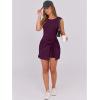 imageCaracilia Women Summer Sleeveless Bodycon Tie Cinched Waist Romper Skort Mini Dress Built in Shorts Night Out Vacation DressDark Purple  Purple Red