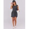 imageCaracilia Women Summer Sleeveless Bodycon Tie Cinched Waist Romper Skort Mini Dress Built in Shorts Night Out Vacation DressDeep Grey