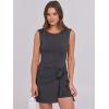 imageCaracilia Women Summer Sleeveless Bodycon Tie Cinched Waist Romper Skort Mini Dress Built in Shorts Night Out Vacation DressDeep Grey