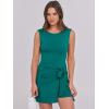 imageCaracilia Women Summer Sleeveless Bodycon Tie Cinched Waist Romper Skort Mini Dress Built in Shorts Night Out Vacation DressGrey Green