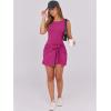 imageCaracilia Women Summer Sleeveless Bodycon Tie Cinched Waist Romper Skort Mini Dress Built in Shorts Night Out Vacation DressHot Pink