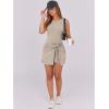 imageCaracilia Women Summer Sleeveless Bodycon Tie Cinched Waist Romper Skort Mini Dress Built in Shorts Night Out Vacation DressKhaki  Parchment