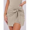 imageCaracilia Women Summer Sleeveless Bodycon Tie Cinched Waist Romper Skort Mini Dress Built in Shorts Night Out Vacation DressKhaki  Parchment