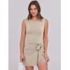 imageCaracilia Women Summer Sleeveless Bodycon Tie Cinched Waist Romper Skort Mini Dress Built in Shorts Night Out Vacation DressKhaki  Parchment