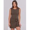 imageCaracilia Women Summer Sleeveless Bodycon Tie Cinched Waist Romper Skort Mini Dress Built in Shorts Night Out Vacation DressLight Brown  Nutmeg