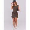 imageCaracilia Women Summer Sleeveless Bodycon Tie Cinched Waist Romper Skort Mini Dress Built in Shorts Night Out Vacation DressLight Brown  Nutmeg