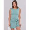 imageCaracilia Women Summer Sleeveless Bodycon Tie Cinched Waist Romper Skort Mini Dress Built in Shorts Night Out Vacation DressLight Green  Mint