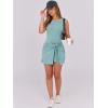 imageCaracilia Women Summer Sleeveless Bodycon Tie Cinched Waist Romper Skort Mini Dress Built in Shorts Night Out Vacation DressLight Green  Mint