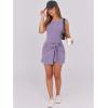 imageCaracilia Women Summer Sleeveless Bodycon Tie Cinched Waist Romper Skort Mini Dress Built in Shorts Night Out Vacation DressLight Purple