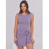 imageCaracilia Women Summer Sleeveless Bodycon Tie Cinched Waist Romper Skort Mini Dress Built in Shorts Night Out Vacation DressLight Purple