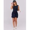 imageCaracilia Women Summer Sleeveless Bodycon Tie Cinched Waist Romper Skort Mini Dress Built in Shorts Night Out Vacation DressNavy Blue