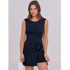 imageCaracilia Women Summer Sleeveless Bodycon Tie Cinched Waist Romper Skort Mini Dress Built in Shorts Night Out Vacation DressNavy Blue