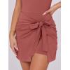 imageCaracilia Women Summer Sleeveless Bodycon Tie Cinched Waist Romper Skort Mini Dress Built in Shorts Night Out Vacation DressRust Red