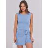 imageCaracilia Women Summer Sleeveless Bodycon Tie Cinched Waist Romper Skort Mini Dress Built in Shorts Night Out Vacation DressSky Blue