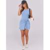 imageCaracilia Women Summer Sleeveless Bodycon Tie Cinched Waist Romper Skort Mini Dress Built in Shorts Night Out Vacation DressSky Blue