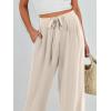 imageCaracilia Women Wide Leg Palazzo Pants Summer High Waist Flowy Casual Trousers Loose Lounge Beach Travel Vacation ClothesApricot
