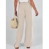 imageCaracilia Women Wide Leg Palazzo Pants Summer High Waist Flowy Casual Trousers Loose Lounge Beach Travel Vacation ClothesApricot