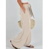 imageCaracilia Women Wide Leg Palazzo Pants Summer High Waist Flowy Casual Trousers Loose Lounge Beach Travel Vacation ClothesApricot