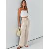 imageCaracilia Women Wide Leg Palazzo Pants Summer High Waist Flowy Casual Trousers Loose Lounge Beach Travel Vacation ClothesApricot
