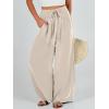 imageCaracilia Women Wide Leg Palazzo Pants Summer High Waist Flowy Casual Trousers Loose Lounge Beach Travel Vacation ClothesApricot