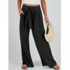 imageCaracilia Women Wide Leg Palazzo Pants Summer High Waist Flowy Casual Trousers Loose Lounge Beach Travel Vacation ClothesBlack