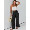 imageCaracilia Women Wide Leg Palazzo Pants Summer High Waist Flowy Casual Trousers Loose Lounge Beach Travel Vacation ClothesBlack