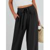 imageCaracilia Women Wide Leg Palazzo Pants Summer High Waist Flowy Casual Trousers Loose Lounge Beach Travel Vacation ClothesBlack