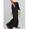 imageCaracilia Women Wide Leg Palazzo Pants Summer High Waist Flowy Casual Trousers Loose Lounge Beach Travel Vacation ClothesBlack