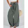 imageCaracilia Women Wide Leg Palazzo Pants Summer High Waist Flowy Casual Trousers Loose Lounge Beach Travel Vacation ClothesBlue Green