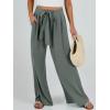 imageCaracilia Women Wide Leg Palazzo Pants Summer High Waist Flowy Casual Trousers Loose Lounge Beach Travel Vacation ClothesBlue Green
