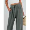 imageCaracilia Women Wide Leg Palazzo Pants Summer High Waist Flowy Casual Trousers Loose Lounge Beach Travel Vacation ClothesBlue Green