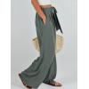 imageCaracilia Women Wide Leg Palazzo Pants Summer High Waist Flowy Casual Trousers Loose Lounge Beach Travel Vacation ClothesBlue Green