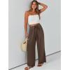 imageCaracilia Women Wide Leg Palazzo Pants Summer High Waist Flowy Casual Trousers Loose Lounge Beach Travel Vacation ClothesBrown