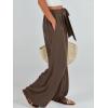 imageCaracilia Women Wide Leg Palazzo Pants Summer High Waist Flowy Casual Trousers Loose Lounge Beach Travel Vacation ClothesBrown