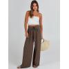imageCaracilia Women Wide Leg Palazzo Pants Summer High Waist Flowy Casual Trousers Loose Lounge Beach Travel Vacation ClothesBrown